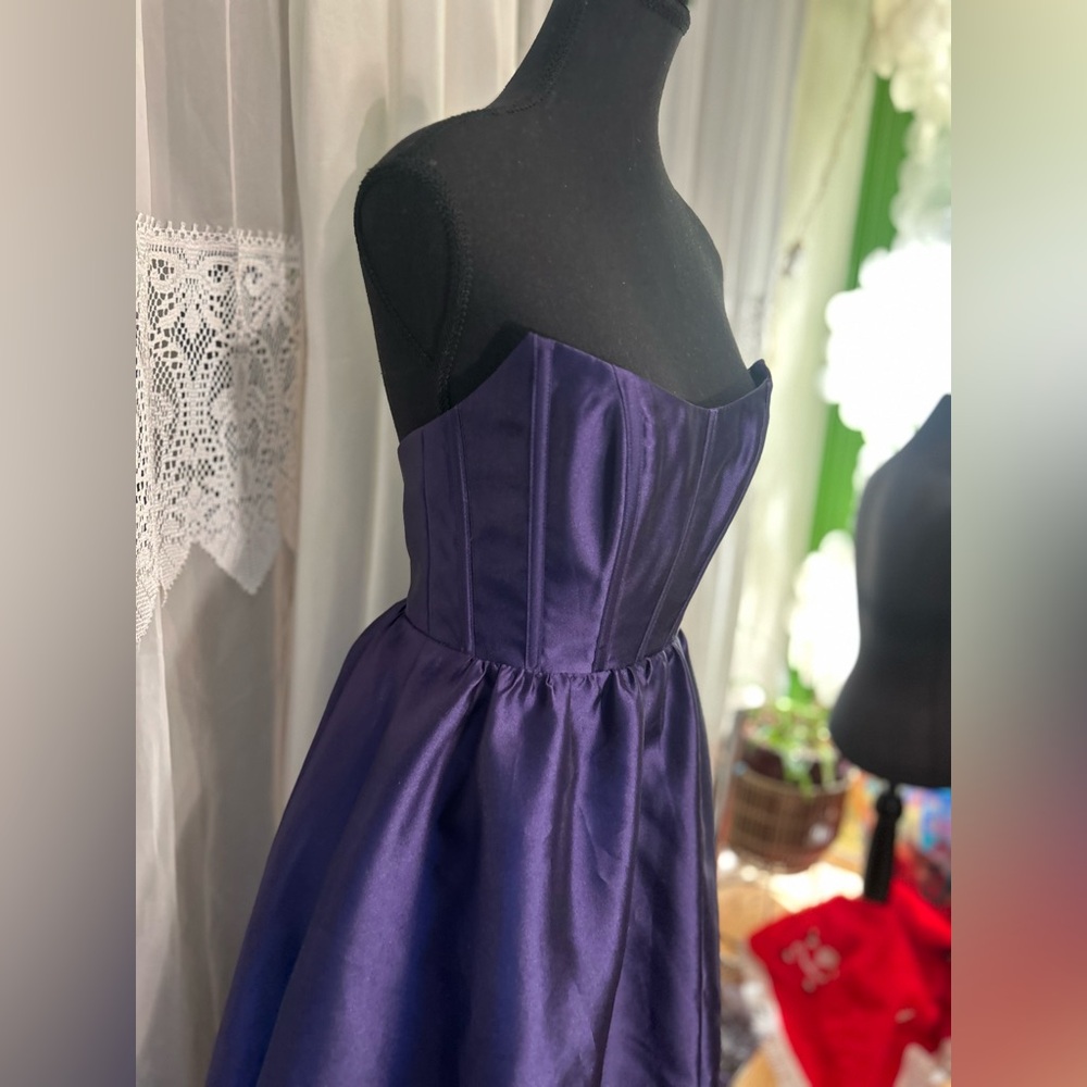 Dessy Collection Vivian Diamond Strapless Gown – Style 3152 – Size 0R PURPLE